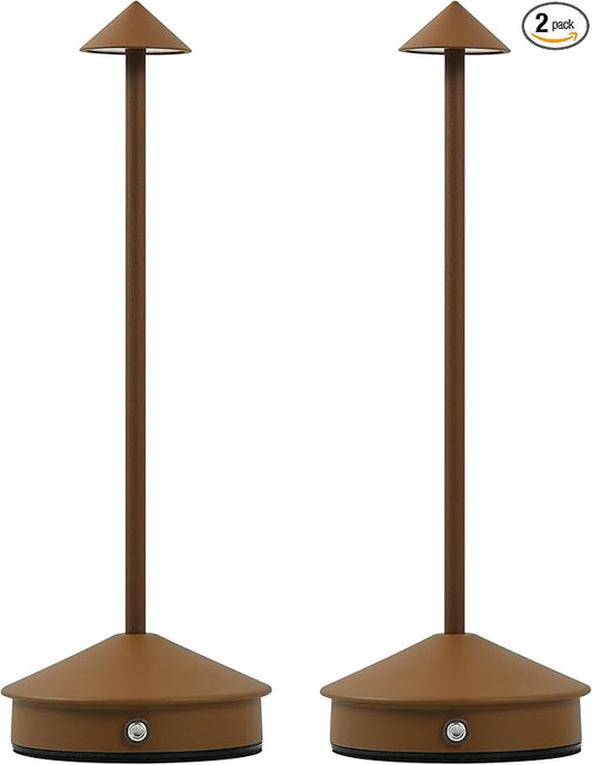Cordless Table Lamps,LED Rechargeable Desk Lamp,Portable Modern USB Battery Operated Lights,Outdoor Waterproof Touch Dimmable,for Patio,Restaurant,Bar,Camping,Dining Home Set of 2 Brown - Bloomnest