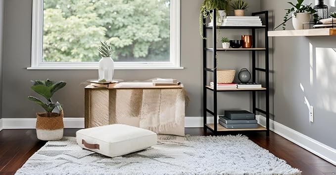 Large Floor Pillow Meditation Cushion Square Floor Cushions for Adults,Premium Washable Outdoor Cushions Seat-Yoga Pillows for Sitting on Floor 18" Ivory