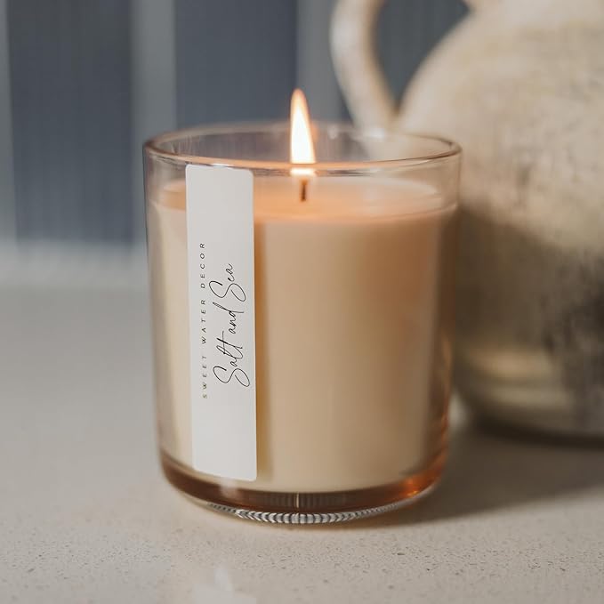 Sweet Water Decor Salt and Sea Scented Soy Candles – Sea Salt, Citrus, Musk, Amber – Fresh Coastal Aroma – 50 Hour Burn – 12oz Tinted Glass Jar for Home Decor and Bedroom Decor - Bloomnest