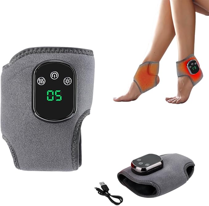 Portable Foot and Ankle Massager with Heat – 3-Speed Vibration & 5-Temperature Settings, Wireless for Pain Relief, Swelling, Plantar Fasciitis, Travel & Home Use, Gift (1) - Bloomnest