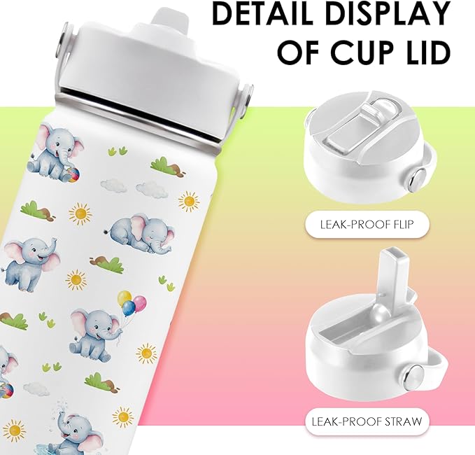 Elephant Tumbler 16 oz Elephant Gifts For Women Water Bottle with Straw Lid, Stainless Steel Insulated, Leak Proof, BPA - Free, Cute Elephants Coffee Mug for Birthday, Christmas, Travel (1pc) - Bloomnest