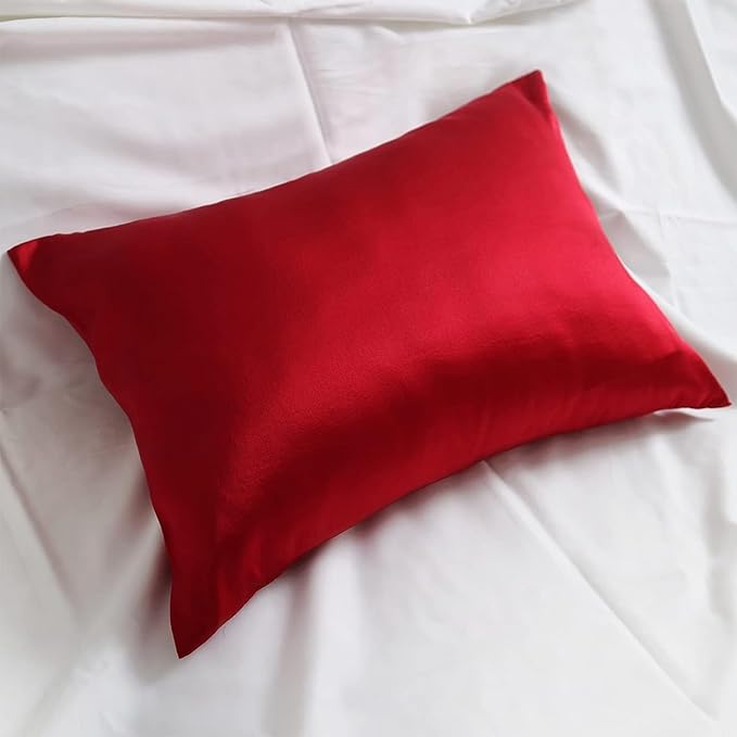 Red Silk Pillowcase for Hair and Skin Made in USA, 22 Momme Mulberry Silk Pillow Case with Zipper, 6A Grade Organic Fabric, Cooling, Anti Acne, Soft, 1 Pc 20"x30" (Queen, Red) - Bloomnest