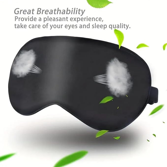 100% 6A Mulberry Silk Sleep Mask for Side Sleepers- FSA Eligible Blackout Eye Mask, Reduces Migraines & Puffy Eyes, Travel Office Airplane Use, Ideal Gift for Women & Men - Bloomnest