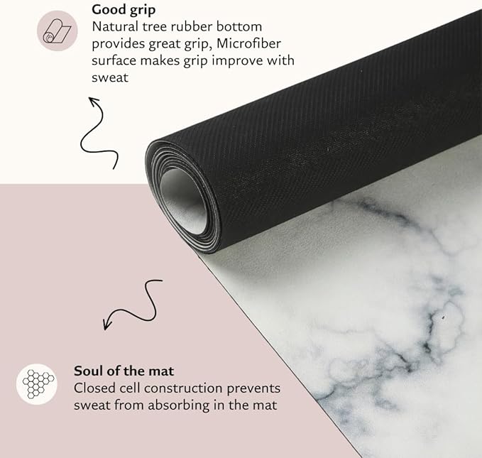 Shakti Warrior Suede yoga mat - Premium Printed Natural Eco-friendly Non-Slip Mat Great for Hot Yoga, Pilates, Workouts (72 inch x 24 inch x 3mm thick) - Bloomnest