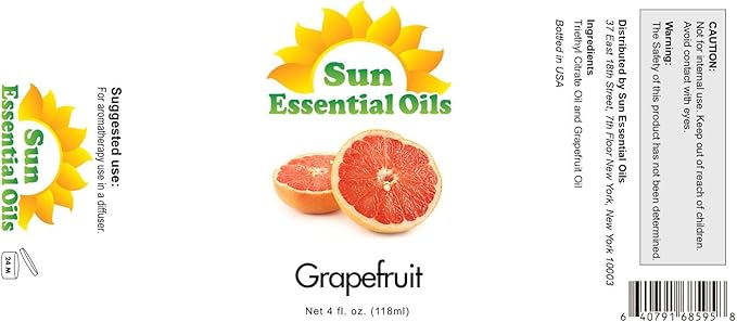 Sun Essential Oils Grapefruit Essential Oil 4 fl oz for Candle Making, Aromatherapy & Diffuser - Bloomnest
