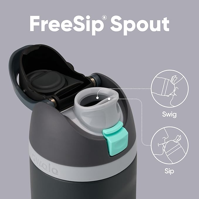 Owala FreeSip Insulated Stainless Steel Water Bottle with Straw for Sports and Travel, BPA-Free, 24oz, Foggy Tide Owala