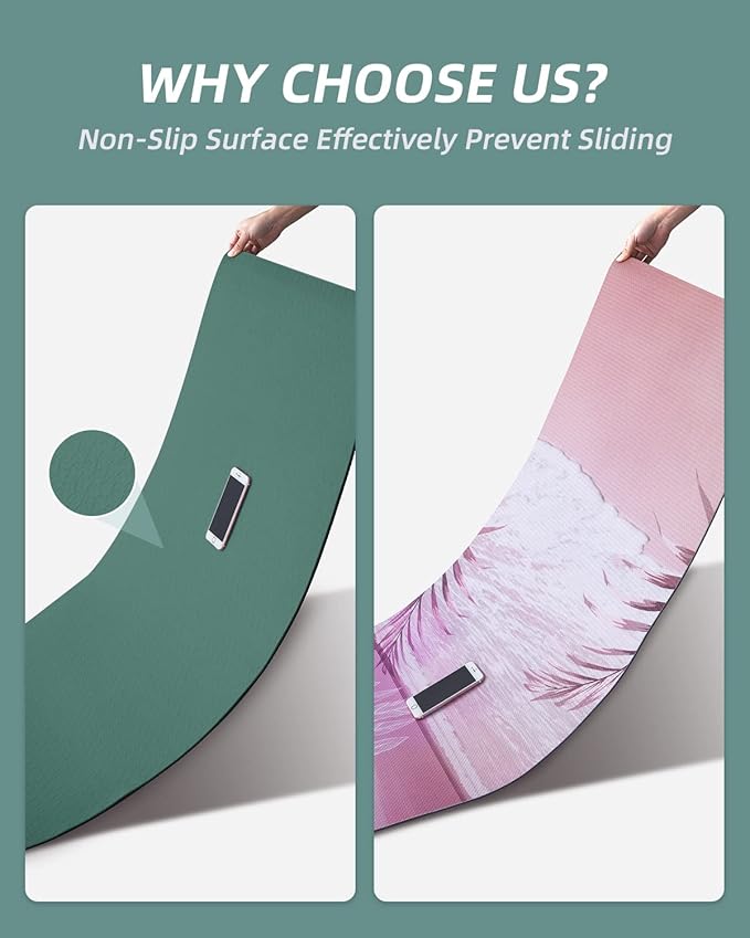 COOLMOON Yoga Mat Non Slip, Anti-Tear 1/4 Thick TPE Yoga Mats for Women and Men, 72"x24" Exercise & Fitness Mat with Carrying Strap, Workout Mats for Yoga, Pilates and Floor Exercise