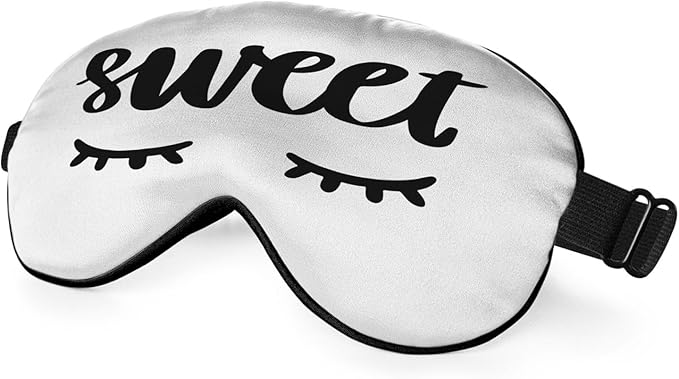 Sweet Dreams Eye Mask Sleeping Mask Cute Eyelashes White Sleep Masks Silky Soft Eye Cover for Women Men Shading Blindfold for Air Travel Sleeping - Bloomnest