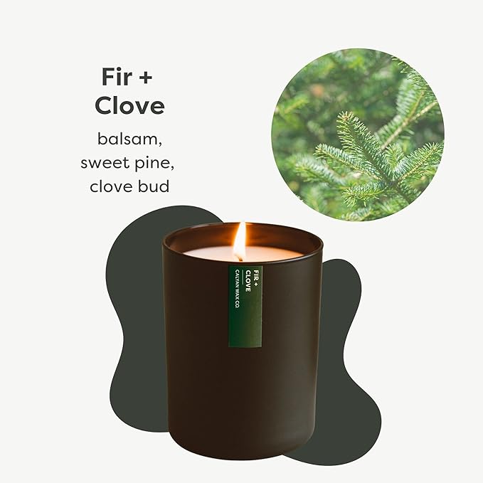 Calyan Wax Co. Fir & Clove Scented Candle - 75 Hour Burn - Luxury Non Toxic Soy Wax Candles - Long Lasting Black Tumbler Jar Candle for Home - 10.2oz - Bloomnest