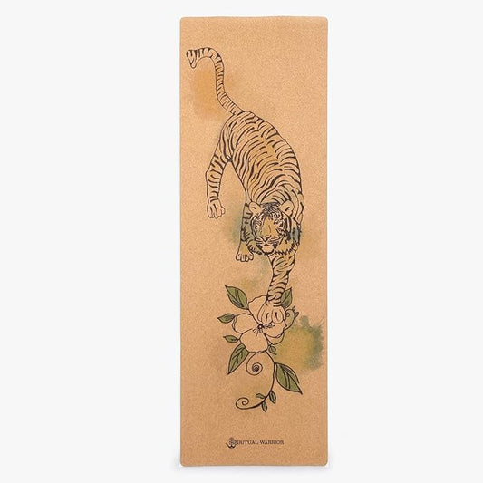 Shakti Warrior Cork Yoga Mat - Artist Designed, Premium Printed Eco-Friendly Non-Slip mat, Great for Regular & Hot Yoga, Pilates, Workouts 72 inch x 24 inch x 3mm Thick - Bloomnest