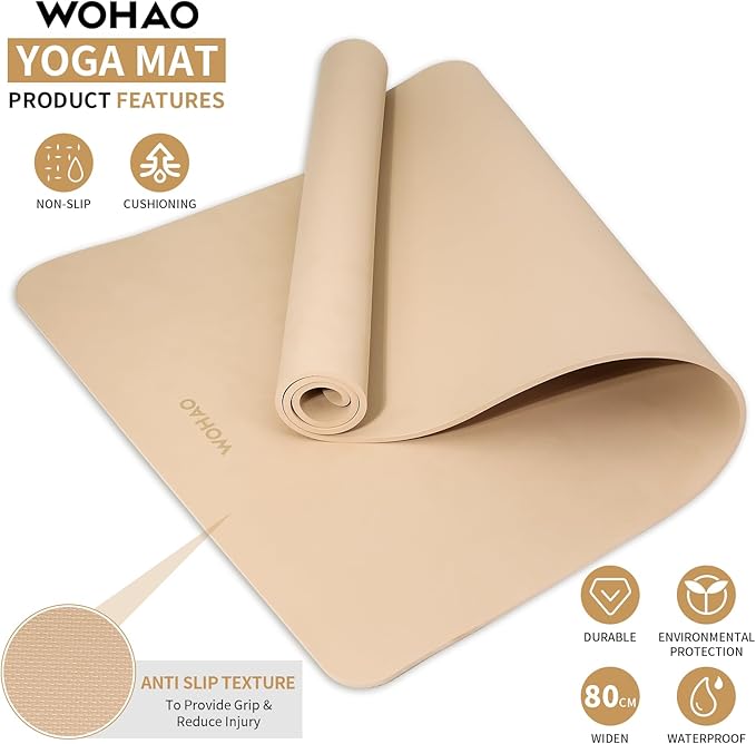 Extra Wide & Thick 8mm Yoga Mat, 72"x31.5" Large Non Slip Exercise Mat, Premium POE Material for Superior Cushioning & Stability, with Strap for Home Gym, Pilates