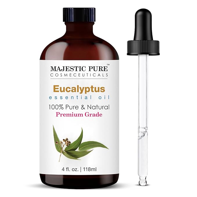 Majestic Pure Eucalyptus Essential Oil with Glass Dropper - Huge 4 Fl Oz - 100% Pure and Natural Eucalyptus Oil - Premium Grade Essential Oils for Diffuser, Aromatherapy, Soap and Candle Making - Bloomnest