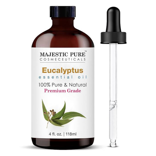 Majestic Pure Eucalyptus Essential Oil with Glass Dropper - Huge 4 Fl Oz - 100% Pure and Natural Eucalyptus Oil - Premium Grade Essential Oils for Diffuser, Aromatherapy, Soap and Candle Making - Bloomnest