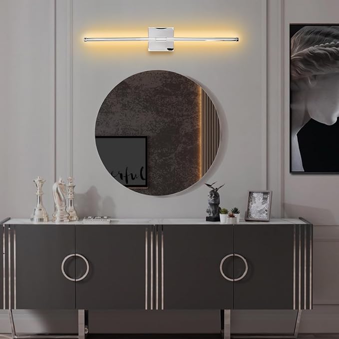 LED Wall Sconce with Remote Control, LED Wall Light, 5 Colors 3000K-6500K & Dimmable, Hardwire Wall Lamp for Living Room, Bedroom, Chrome - Bloomnest