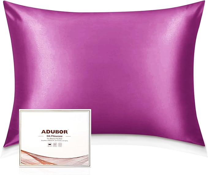 Adubor 100% Silk Pillowcase - Mulberry Silk Pillow Cases, 23 Momme 6A Grade Fibers, Silk Pillow Case for Hair and Skin Health, with Hidden Zipper (Standard 20''×26'', Dark Purple, 1PC) - Bloomnest