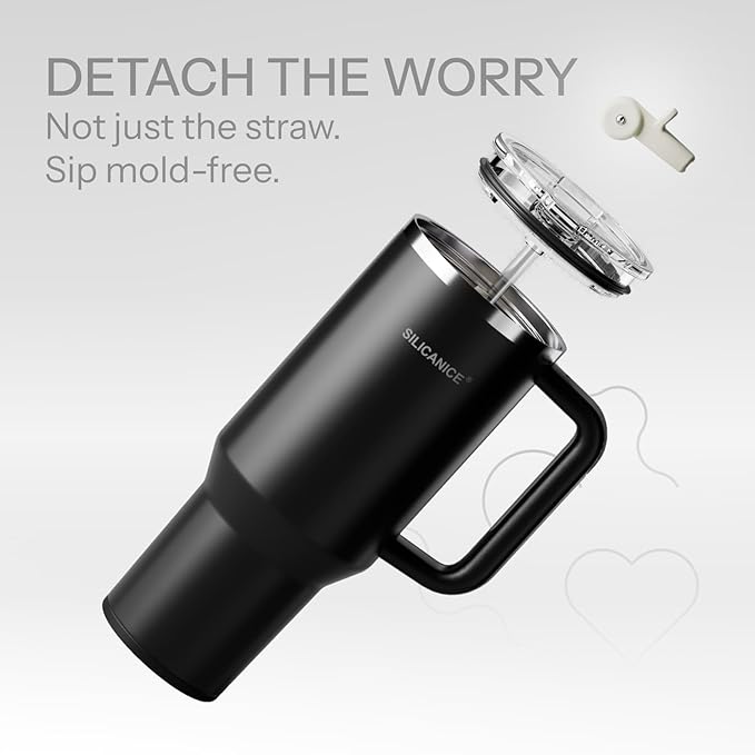 Easy Clean Pro Tumbler - 40 oz Water Bottle with Handle & Quick-Disassemble Flip Straw, Leak Resitance,Double Wall Insulated Stainless Steel, Dishwasher Safe, BPA-Free,Gifts for Women & Men - Bloomnest