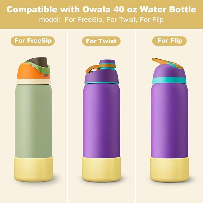 Silicone Boot for Owala Water Bottle 24 oz 32 oz 40 oz, Anti-Slip Protective Sleeve for FreeSip/Twist/Flip Stainless Steel Water Bottles Accessories BEONSKY