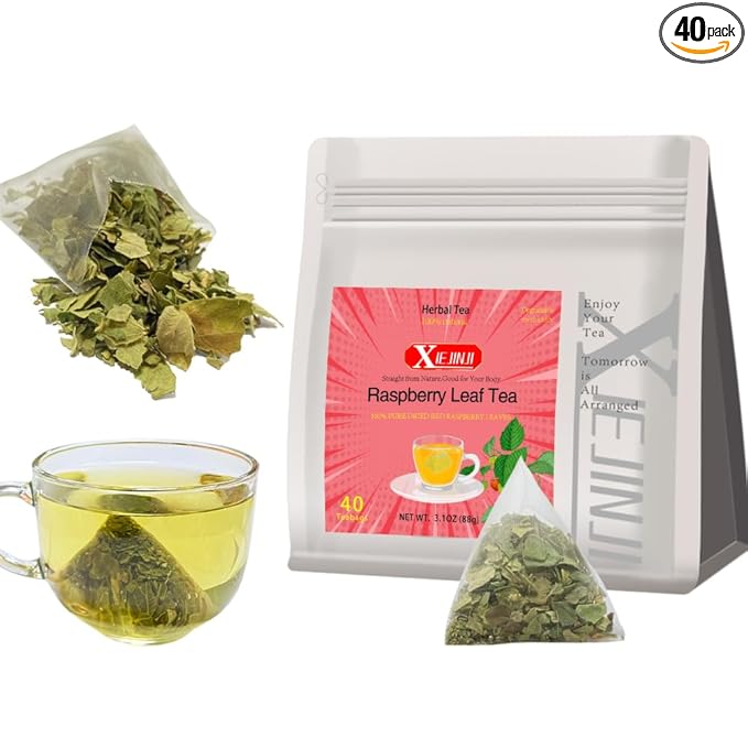 XIEJINJI Raspberry Leaf Tea, 40 Tea Bags – 100% Natural Caffeine-Free Blend to Support Women’s Wellness, No Additives, Pyramid Clear Filter Teabag - Bloomnest