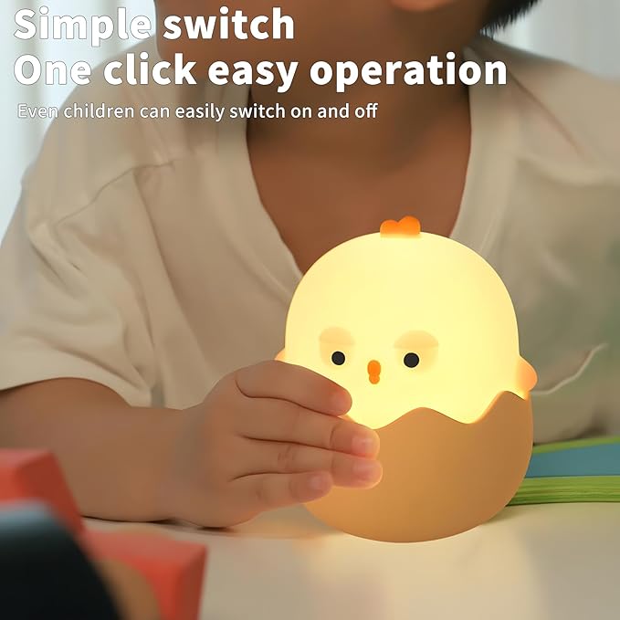 Easter Chick Egg Night Light - Dimmable 7-Color LED Nursery Lamp for Babies, Soft Silicone Touch Eggshell Decor for Easter Basket, Bedroom & Kids Room, Easter Gifts & Birthday Presents - Bloomnest