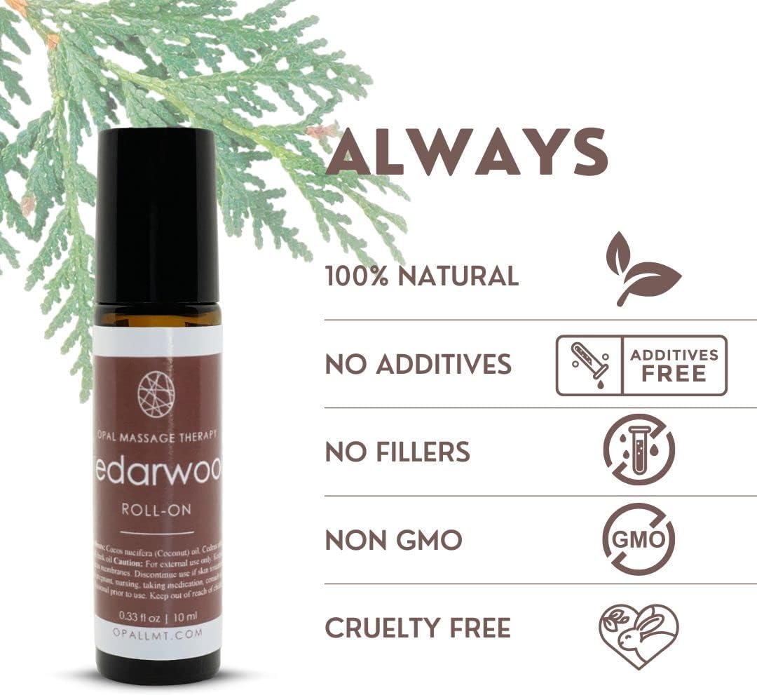 Premium Essential Oil Roll On Opal Massage Therapy (Cedarwood)