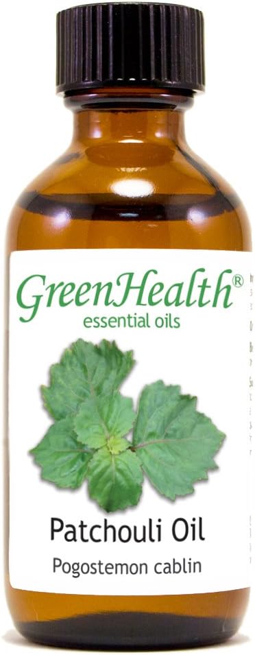 Patchouli Essential Oil – 2 fl oz (59 ml) Glass Bottle w/Cap – 100% Pure Essential Oil – GreenHealth Greenals