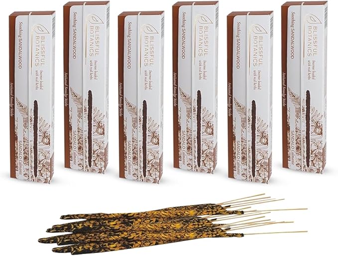 Tulasi Sandalwood Incense Sticks - 48 Natural Scent Sticks | with Real Herbs | Long-Lasting 55-Minute Burn | Natural Essential Oils | Perfect for Meditation, Yoga & Removing Negative Energy Tulasi