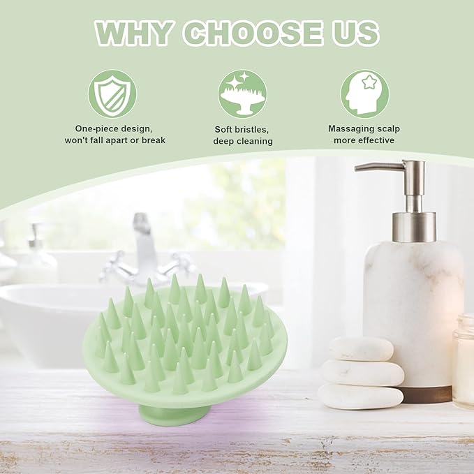 Meartchy Silicone Scalp Massager Shampoo Brush, Scalp Scrubber for Hair Growth (Grass Green) Meartchy