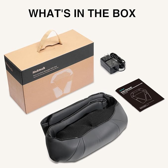 Nekteck Shiatsu Neck and Back Massager with Soothing Heat, Shoulder Massager for Pain Relief Deep Tissue, Electric 3D Kneading Massage Tools for Leg Body Muscle, Corded Power, Gifts for Him Her