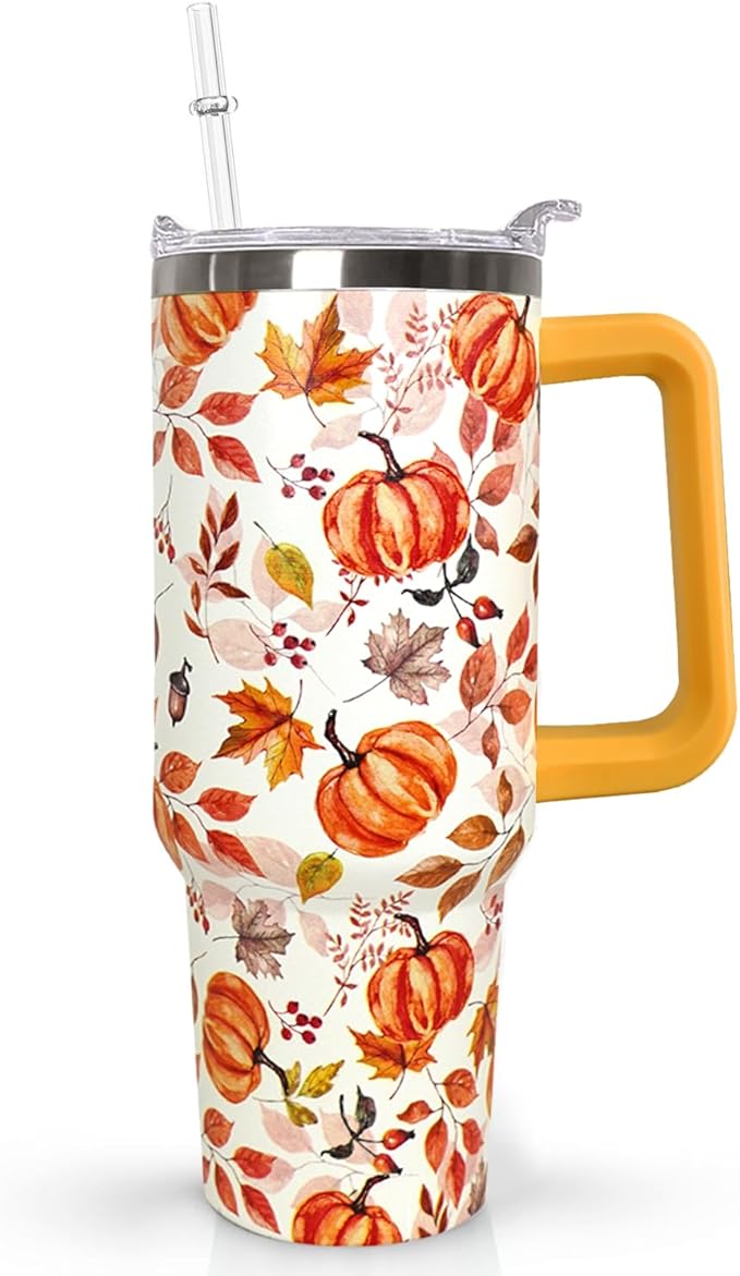 Ceovfoi 40 oz Fall Pumpkin Tumbler Insulated Stainless Tumbler, Autumn Travel Coffee Cup Water Bottle, Fall Stuff Decor Accessories - Bloomnest