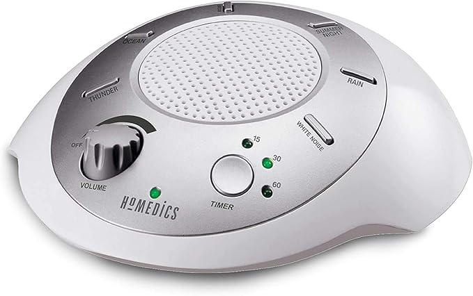 Homedics SoundSleep White Noise Sound Machine, Silver, Small Travel Sound Machine with 6 Relaxing Nature Sounds, Portable Sound Therapy for Home, Office, Nursery, Auto-Off Timer, by Homedics - Bloomnest