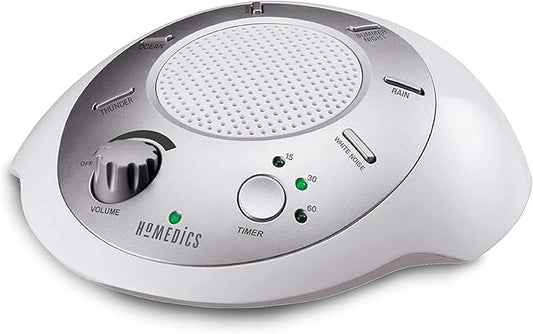 Homedics SoundSleep White Noise Sound Machine, Silver, Small Travel Sound Machine with 6 Relaxing Nature Sounds, Portable Sound Therapy for Home, Office, Nursery, Auto-Off Timer, by Homedics - Bloomnest