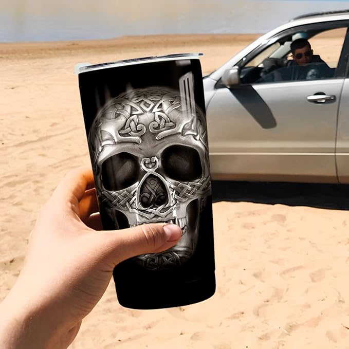 winorax Skull Tumbler 20oz Stainless Steel Travel Cup Coffee Mug Inspirational Skull Gifts for Men Women Skulls Lover Birthday Halloween Birthday Presents - Bloomnest