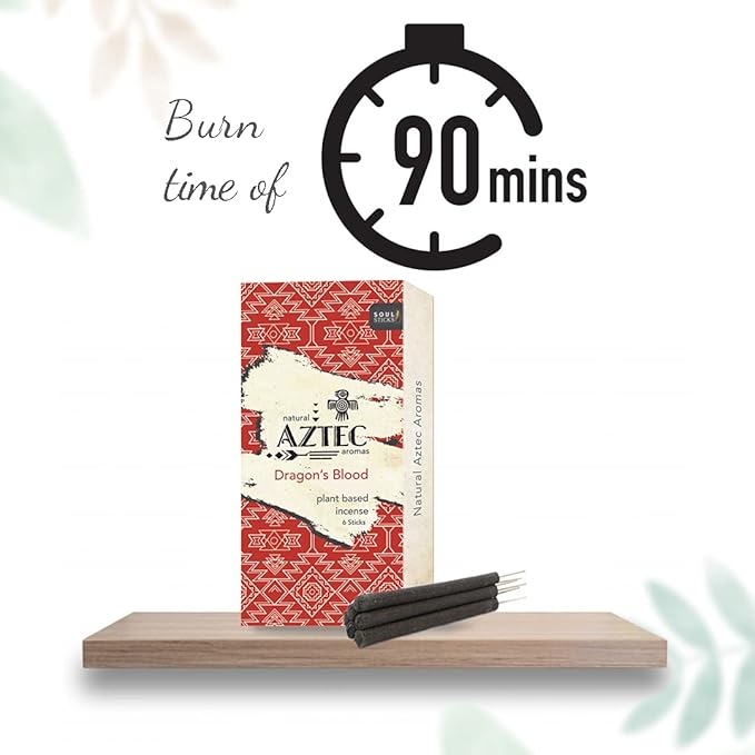 Soul Sticks Aztec Cinnamon Resin Incense Sticks, 90 Hrs Burn Time – 100% Natural, Hand-Rolled & Slow-Burning 6 Pcs| Artisan Blend for Yoga, Meditation, Relaxation, Aromatherapy (DragonBlood)