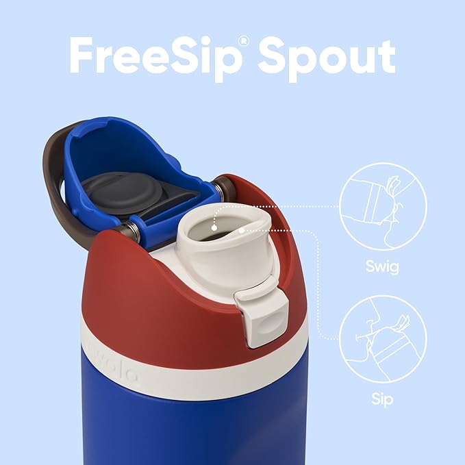Owala Marvel FreeSip Insulated Stainless Steel Water Bottle with Straw for Sports and Travel, BPA-Free Sports Water Bottle, 24 oz, Captain America Owala