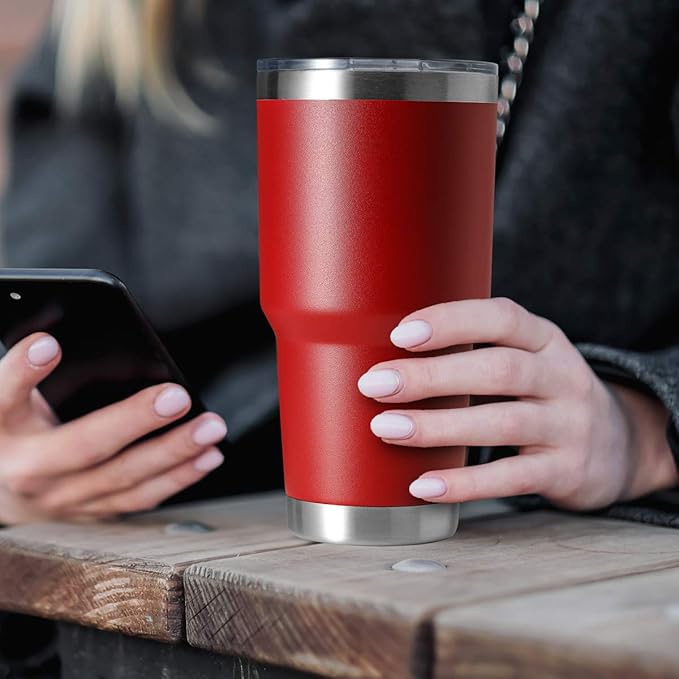 HASLE OUTFITTERS 30oz Stainless Steel Tumbler, Double Wall Vacuum Insulated Travel Mug Tumbler, Durable Insulated Coffee Mug, Gift Box Set (Red, 8) - Bloomnest