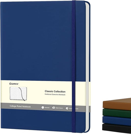 COMIX B5 Lined Journal Notebooks, 240 Pages, 6.9 x 9.8 Inches, Navy Blue, Hardcover Journaling Notebooks for Men & Women- Fits for Office, Business, School, Notes Taking & Writing - Bloomnest