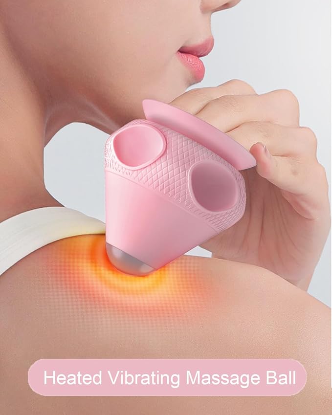 Massage Ball with Heat, Vibration Trigger Point Ball Silicone Self Massager for Deep Tissue Massage, Foot, Shoulder, and Lower Back, Rechargeable Vibrating Exercise Massage Device (Pink) AsinheInc