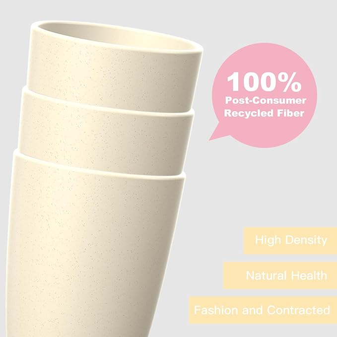Homienly Wheat Straw Reusable Tumblers, 20 OZ Wheat Straw Cups - Set of 6, Unbreakable Alternative to Plastic Cups, Microwave and Dishwasher Safe Drinking Glasses,Cup for Kitchen, Camping - Beige - Bloomnest