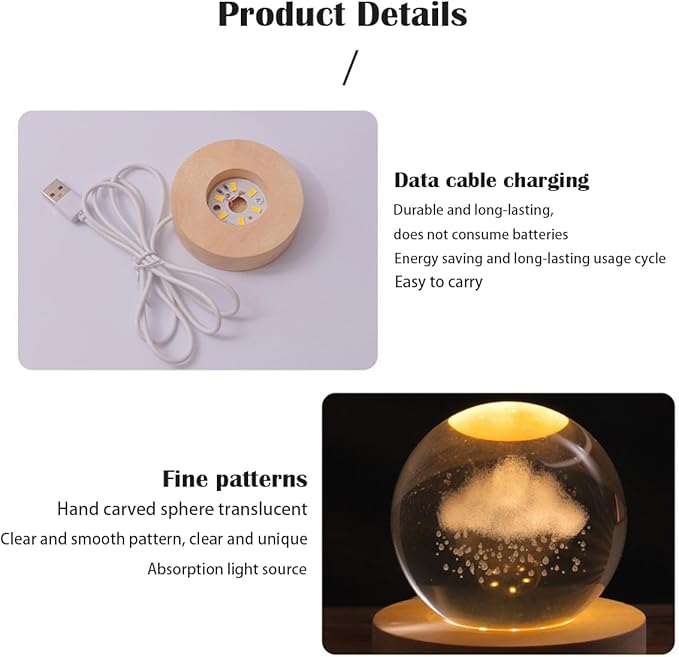 3D Crystal Ball Night Light Mood Lighting Cozy Comfort Gifts Home Decor lamp for Bedroom Space Lamps Happy Cozy Comfort Gifts (People) - Bloomnest