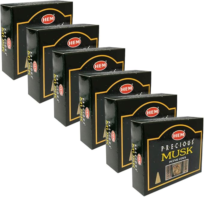 TRUMIRI Incense Cone Holder Bundle with Hem Precious Musk Incense Cones - Pack of 6 (Approx 60 Cones) TRUMIRI