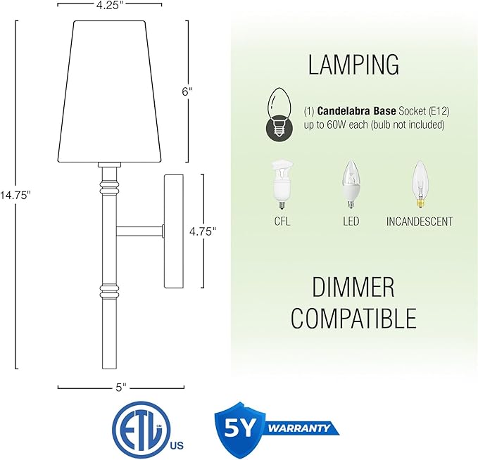 Kira Home Torche II 15" Petit Modern Wall Sconce/Wall Light + Black Linen Shade, Cool Brass Finish - Bloomnest