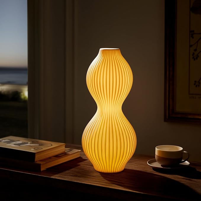 RONDURE 15.8" Modern Ceramic Table Lamp, Modern Bedside Lamps for Bedroom, Living Room and Nightstand, White Translucent Ceramic Shade, Warm Ambient Lighting, Home Decor - Bloomnest