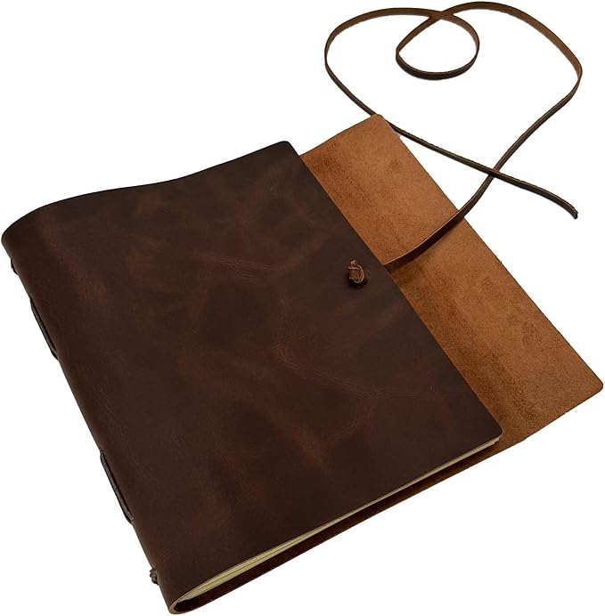 Large Notebook Journal - Genuine Leather Journals for Writing A4 Size Diary 8x10 Inch, Notepad For Women and Man, Gifts,Work,Travel Rustic Brown - Bloomnest