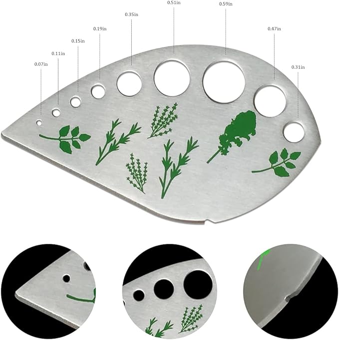 Herb Stripper Stainless Steel Kitchen Herb Leaf Stripping Tool Kitchen Gadgets for Kale, Chard, Collard Greens, Thyme, Basil, Cilantro Tool (9 holes) - Bloomnest