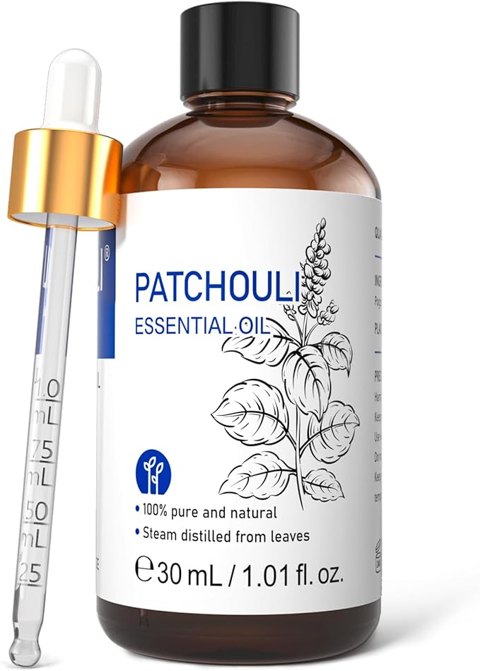 HIQILI Patchouli Essential Oil Organic, 100% Pure, for Diffuser, Homemade Perfume, Skin Care, Aromatherapy, Gift for Hippie Friend-30ML - Bloomnest