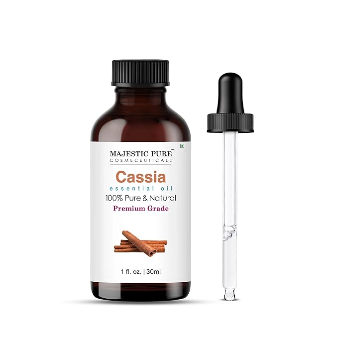 Majestic Pure Cassia Essential Oil with Glass Dropper - 1 Fl Oz - 100% Pure and Natural Cassia Oil - Premium Grade Essential Oils for Diffuser, Aromatherapy, Soap and Candle Making - Bloomnest
