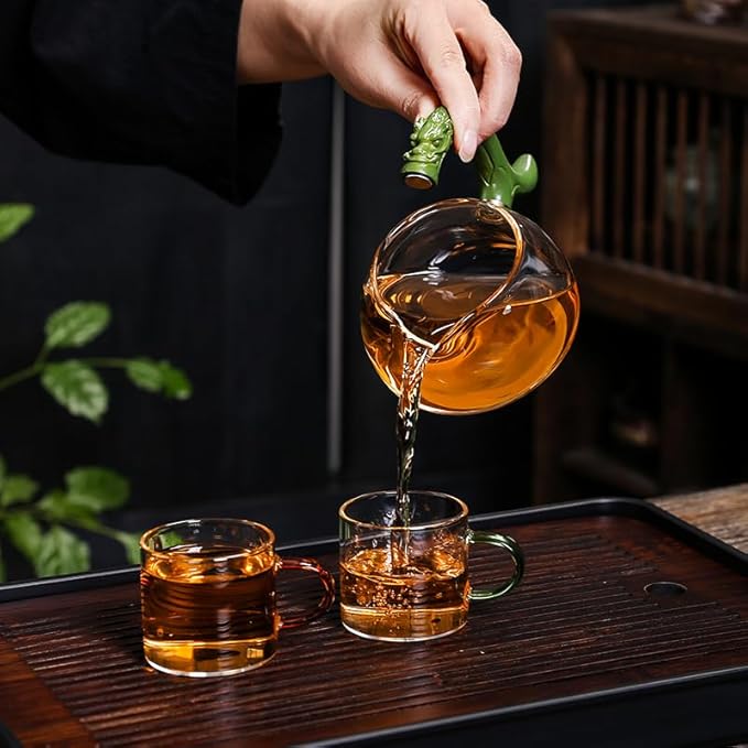 Magnetic TeaPot Automatic Drip Glass Teapots Lazy Kungfu Tea Infuser Panda Heat-Resistant Tea Maker Set