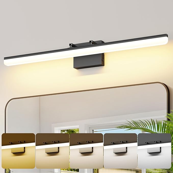 Black Vanity Light 31.5" Long 24W LED Bathroom Light Bar with 5CCT Adjustable Modern Bathroom Vanity Light Fixture for Mirror, Powder Room, Bedroom, Apartment, Hotel - Bloomnest