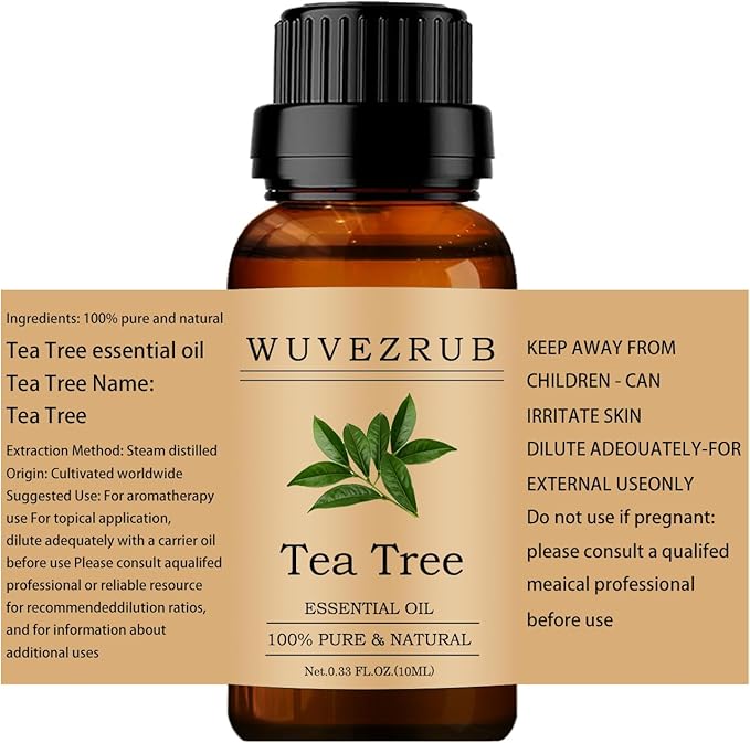 Tea Tree Essential Oils 10ML, 100% Pure and Natural Essential Oil for Aromatherapy Diffuser - 0.33 Fl Oz/Tea Tree WUVEZRUB