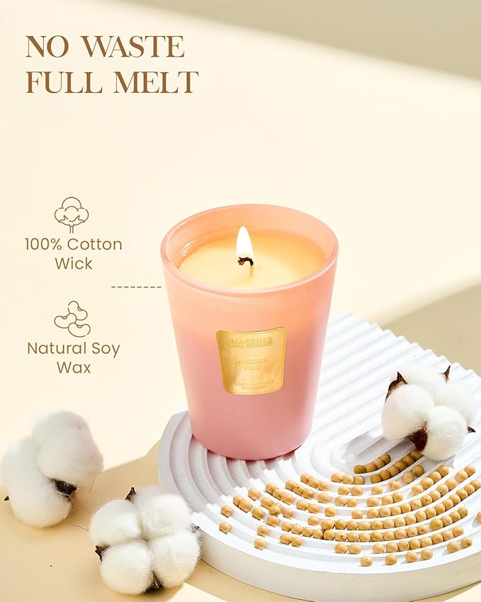 M&SENSE Garden Rose Scented Natural Soy Wax Candle, 14.1oz 60 Hours Long Lasting Slow Burning Candles for Home Decor, Aromatherapy Candle for Stress Relief - Bloomnest